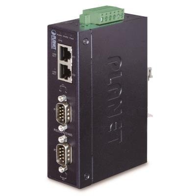 PLANET průmyslový konvertor RS-232/422/485 na IP, 2x COM, 2x 100Base-T, ESD+EFT 6kV