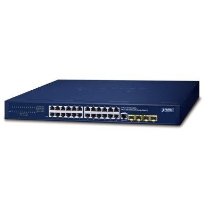PLANET GS-4210-24T4S switch L2/L4, 24x1Gb, 4xSFP, Web/SNMPv3 SSL/SSH, VLAN, QoS, fanless, 2x power-in
