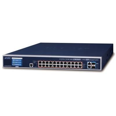 Planet GS-6320-24UP2T2XV L3 switch 24x 1000Base-T, 2x 10GBase-T, 2x SFP+, PoE++ 802.3bt 600W, Touch LCD, dual power