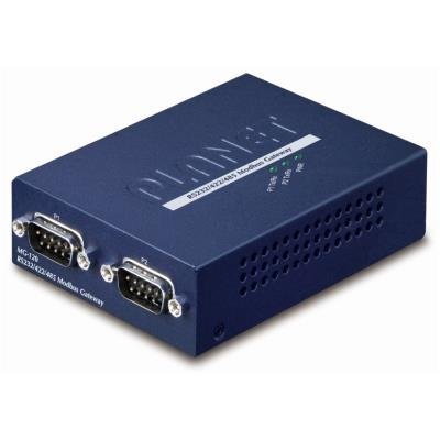 Planet MODBUS brána RS-232/422/485 na IP, 2x COM, 100Base-TX, RTU/ACSII, -10až+60°C, 5VDC