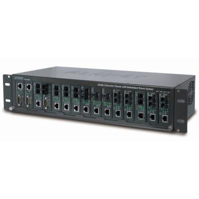 Planet MC-1500R, šasi 15 slotů pro media konverotry, 19"/2,5U, interní napájení 70W/48VDC, možný duální zdroj