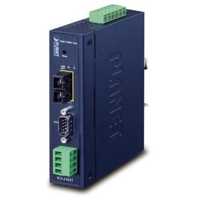 PLANET průmyslový konvertor RS-232/422/485 na IP, 1x COM, 1x 100Base-FX SC MM 2km, 9-48VDC, 24VAC, -40~+75°C, IP30