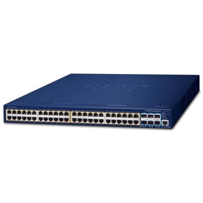 Planet SGS-6310-48P6XR L3 PoE switch, 48x1Gb, 6x10Gb SFP+, HW/IP stack, VSF/Cluster switch, 802.3at 740W, 2x power-in