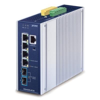 Planet IGS-6325-4T2X průmyslový L3 switch, 4x 1Gb + 2x 10Gb SFP+, -40 až 75°C, 9-48VDC, IP30, fanless