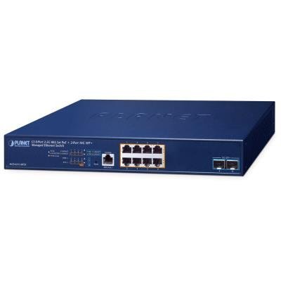 Planet MGS-6311-8P2X L3 switch, 8x2.5Gb, 2x10Gb SFP+, 8x PoE 802.3at 150W, 0~50°C , QoS