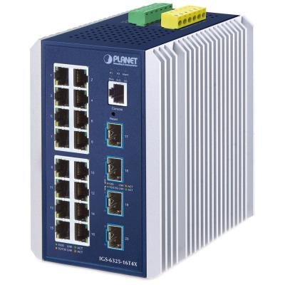 Planet IGS-6325-16T4X průmyslový L3 switch, 16x1Gb, 4x10Gb SFP+, -40~75°C, dual 9-48VDC, IP30, fanless