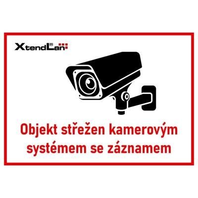 XtendLan Bezpečnostní tabulka (samolepka) pro kamerové systémy, transparentní, 210x150mm