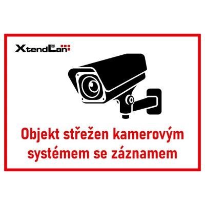 XtendLan Bezpečnostní tabulka (samolepka) pro kamerové systémy, bílá, 210x150mm