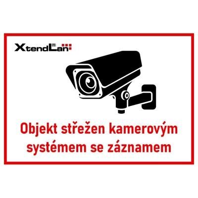 XtendLan Bezpečnostní tabulka (samolepka) pro kamerové systémy, bílá, 140x100mm