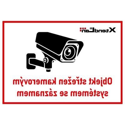 XtendLan Bezpečnostní tabulka (samolepka) pro kamerové systémy, transparentní, zrcadlový tisk, 140x100mm