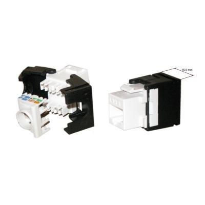 Keystone jack RJ45, CAT6, UTP, zaklapávací, bílo-černý