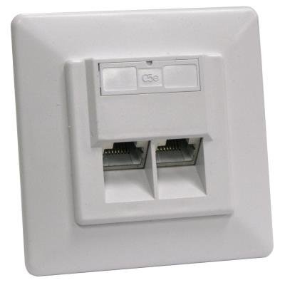 XtendLan Zásuvka 2x RJ45 stíněná, CAT 5e, pod omítku, šikmý vývod, narážecí dual