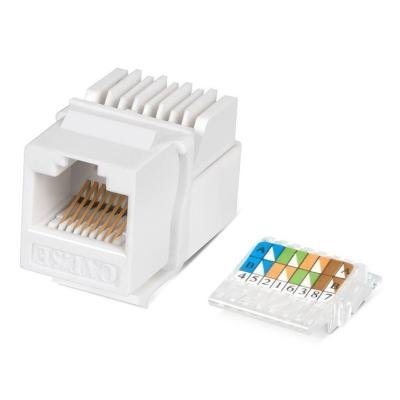 Keystone jack RJ45, CAT5E UTP, zaklapávací, bílý, instalace bez nástrojů