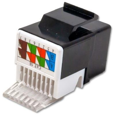 Keystone jack RJ45, zaklapávací, černý, CAT5e, instalace bez nástrojů