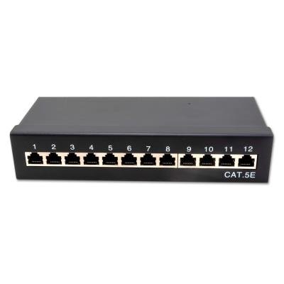 Patch panel 10 ", 1U/12 ports, CAT5e, STP, LSA, with cover, black