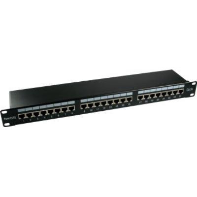XtendLan Patch panel 19" 24 portů, stíněný, CAT5E, černý