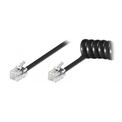 XtendLan Kabel telefonní 4 žíly, černý, kroucený, 6m,konektory 4p4c