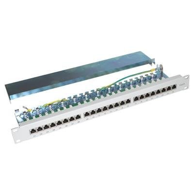 Patch panel 19", 24 portů CAT6 stíněný - šedý