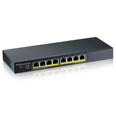 ZyXEL GS1900-8HP v3, 8-port GbE L2 PoE Smart Switch, 802.3at, desktop, fanless, 70 Watt