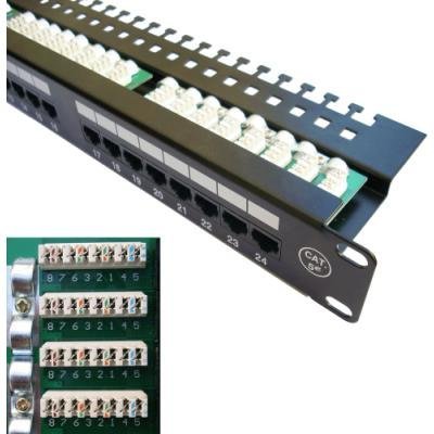 DATACOM Patch panel 19" UTP 24 port CAT5E LSA 1U BK (3x8p)hor.záře