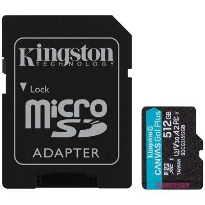 KINGSTON Canvas Go Plus 512GB microSDXC / UHS-I V30 U3 / CL10 / balení vč. adaptéru