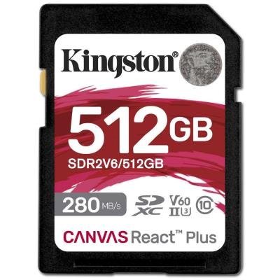 KINGSTON Canvas React Plus 512GB SDXC / UHS-II / U3 / V60 / 280R/100W / Full HD/4K