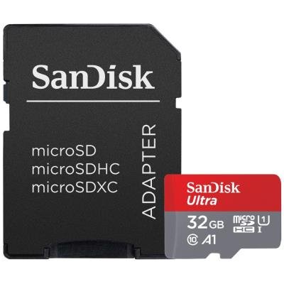 SanDisk Ultra 32GB microSDHC / CL10 Ultra A1 UHS-I U1 / Rychlost až 120MB/s / vč. adaptéru