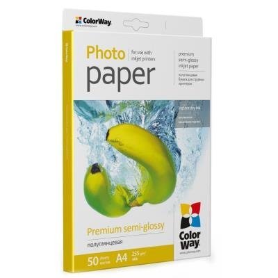 COLORWAY fotopapír/ premium semi-glossy 255g/m2, A4/ 50 kusů