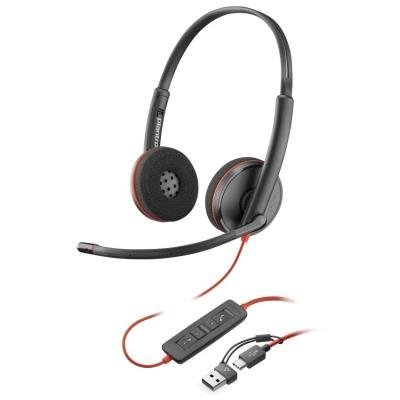 Poly Blackwire 3220 Stereo USB-C Headset +USB-C/A Adapter