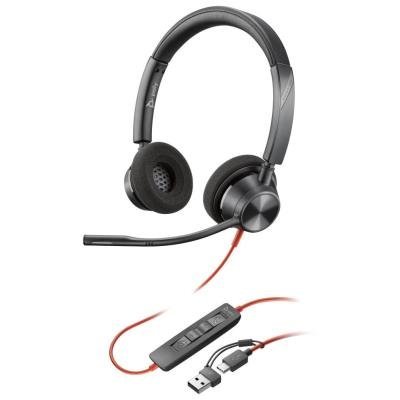 Poly Blackwire 3320 Stereo USB-C Headset +USB-C/A Adapter