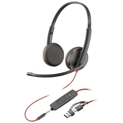 Poly Blackwire 3225 Stereo USB-C Headset +3.5mm Plug +USB-C/A Adapter (Bulk)