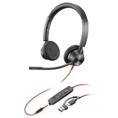 Poly Blackwire 3325 Stereo Microsoft Teams Certified USB-C Headset +3.5mm Plug +USB-C/A Adapter