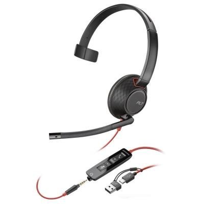 Poly Blackwire 5210 Monaural USB-C Headset +3.5mm Plug +USB-C/A Adapter