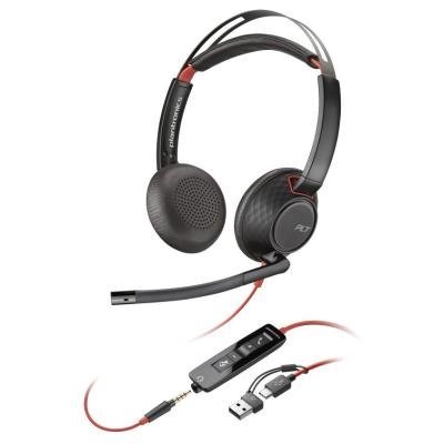 Poly Blackwire 5220 Stereo USB-C Headset +3.5mm Plug +USB-C/A Adapter