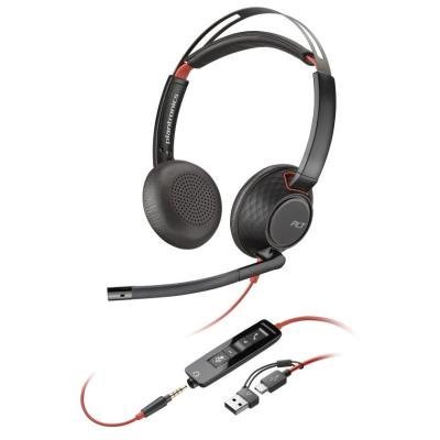 Poly Blackwire 5220 Stereo USB-C Headset +3.5mm Plug +USB-C/A Adapter (Bulk)