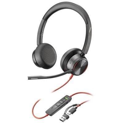 Poly Blackwire 8225 Stereo USB-C Headset +USB-C/A Adapter