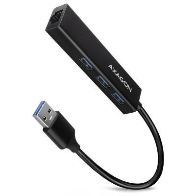 AXAGON hub USB-A / HMA-GL3A / USB 3.2 Gen1 / 3x USB-A / GLAN / kovové tělo / 0,2m