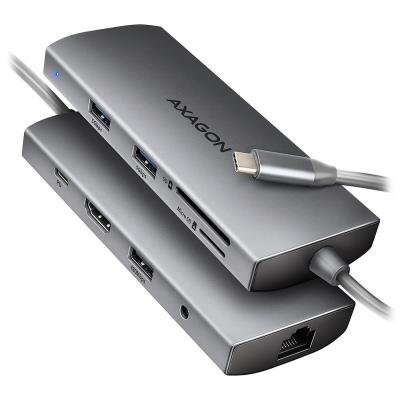 AXAGON multi USB-C 9v1 hub / HMC-8HLSA / USB 3.2 Gen1 / 1x PD 100W / 1xHDMI / 3x USB-A / RJ-45 / 3,5 jack / SD / 20cm