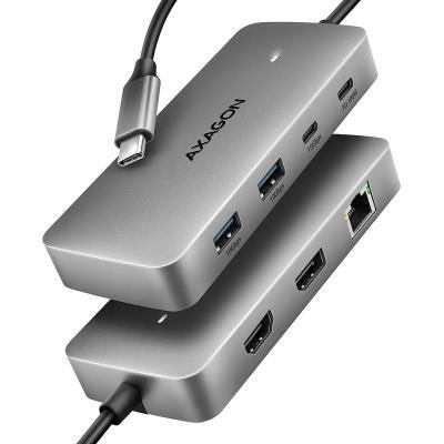 AXAGON multi USB-C hub 7in1 / HMC-CUB83X2 / 1x HDMI / 1x DP 8k/30Hz / PD100W / 1xUSB-C / 2x USB-A / kabel 15cm