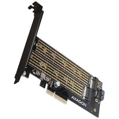 AXAGON slot adaptér do PCIe x4 na M.2 NVMe M-KEY nebo SATA B-KEY / PCEM2-D / low-profile