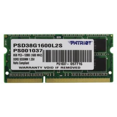 PATRIOT Ultrabook 8GB DDR3 1600MHz / SO-DIMM / CL11 / PC3-12800 / 1,35V