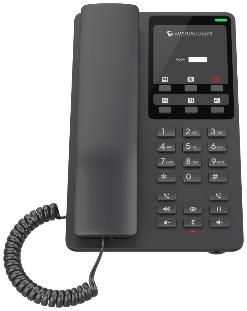 Grandstream GHP621   hotelový VoIP telefon, 2 linky, 2 SIP účty, PoE, 1x RJ45, HD Audio, 3 cestná konference, černý