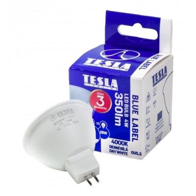 Tesla LED žárovka GU5/ 3 MR16/4W/12V/350lm/25 000h/4000K denní bílá/100st