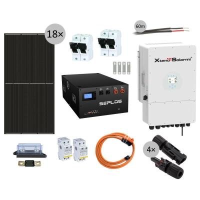 Solarmi HG8000M solární elektrárna: 14,3kWh LiFePO4, 8kW hybridní měnič s limiterem, 18x solární panel (8,64kWp)